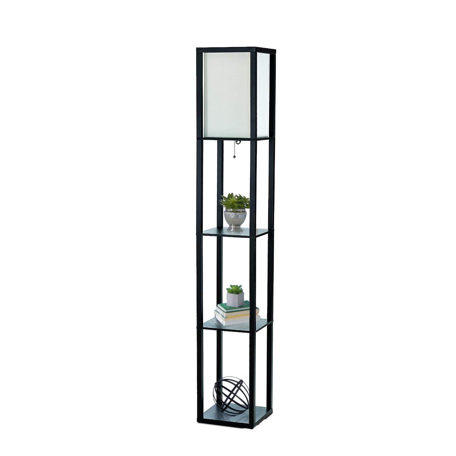 Simple Designs 62.5" Three Shelf Etagere Organizer Storage Floor Lamp
