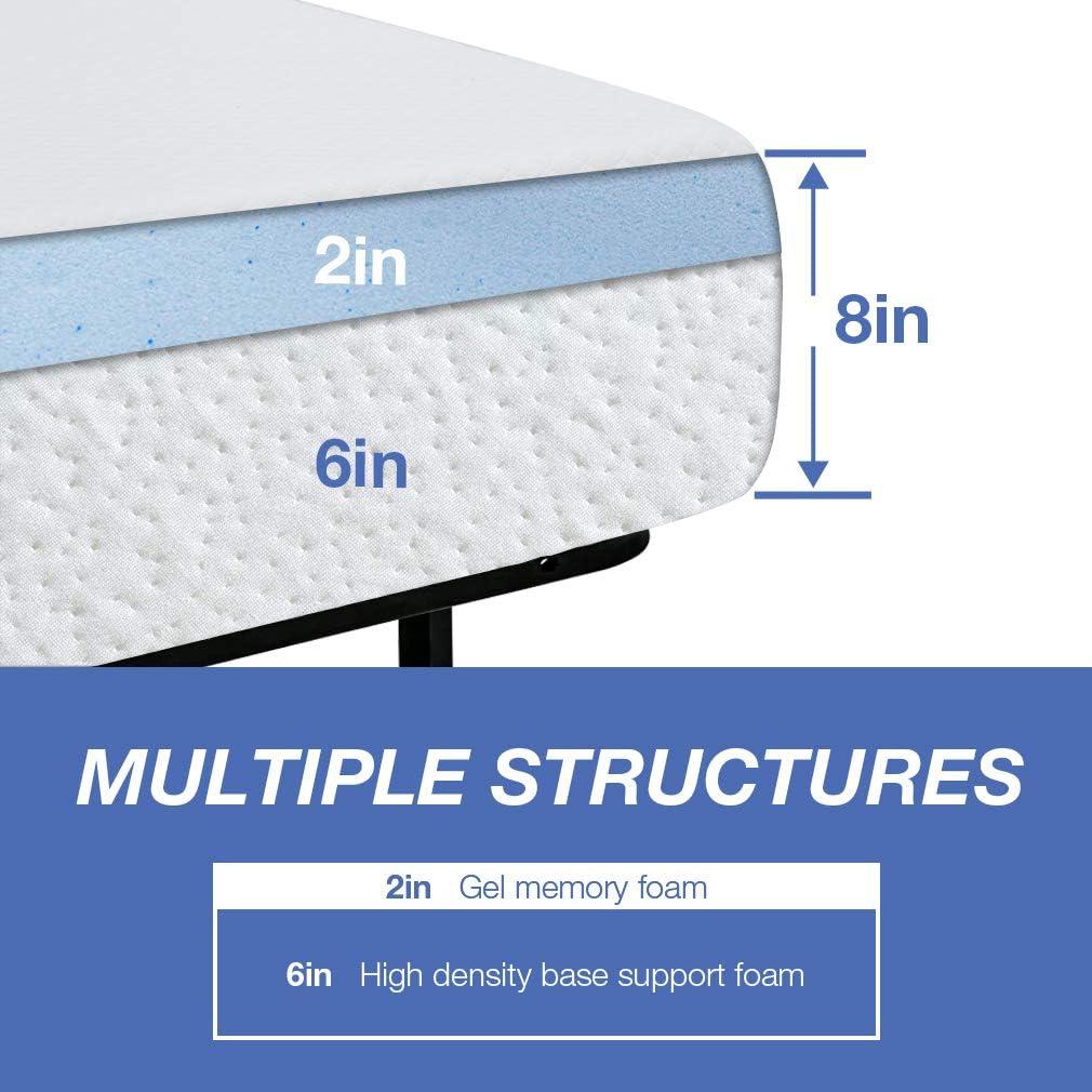 King Mattress, 8 inch Gel Memory Foam Mattress King Size for Cool Sleep & Pressure Relief, Medium Firm Mattresses CertiPUR-US Certified / Bed-in-a-Box / Pressure Relieving,King Size