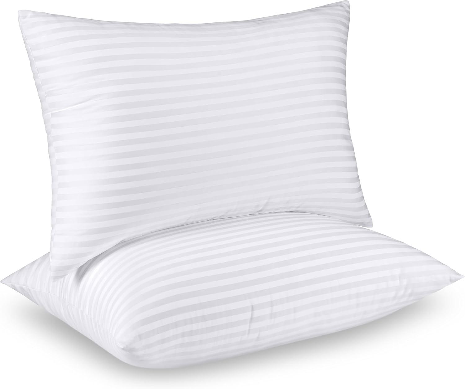 Queen Size White Polyester Bed Pillows Set of 2