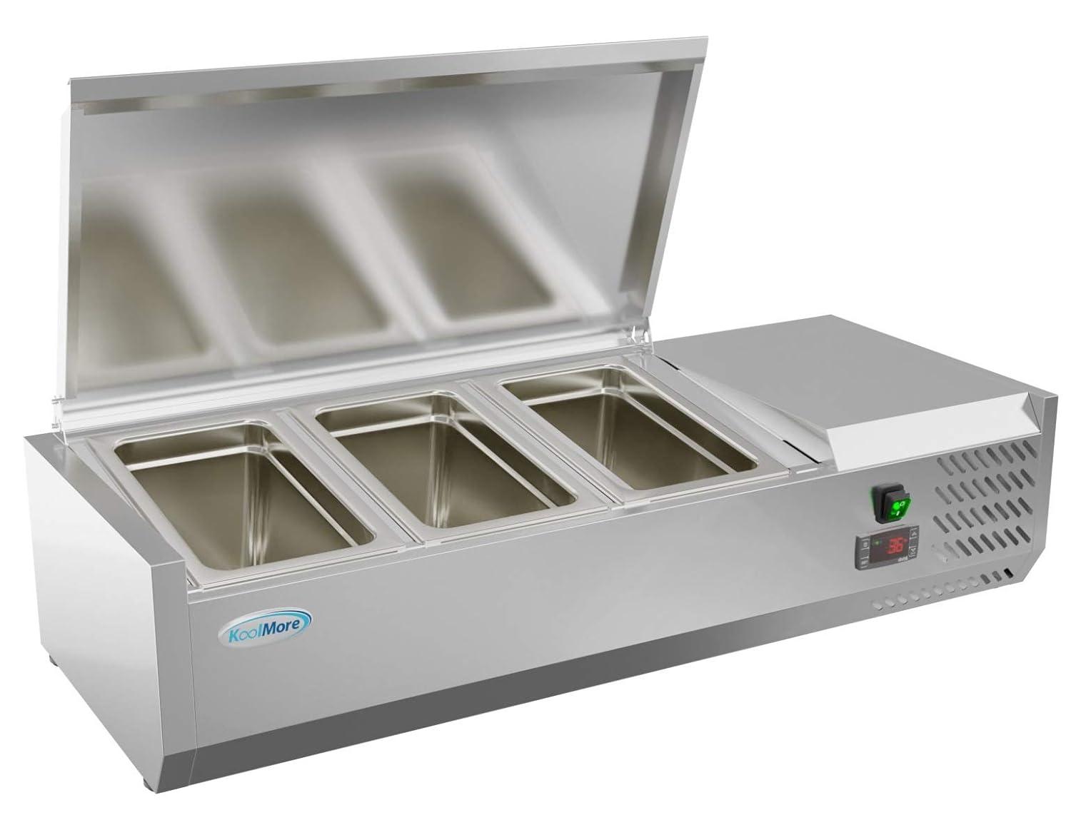 KoolMore 71 in. Eight Pan Refrigerated Countertop Condiment Prep Station