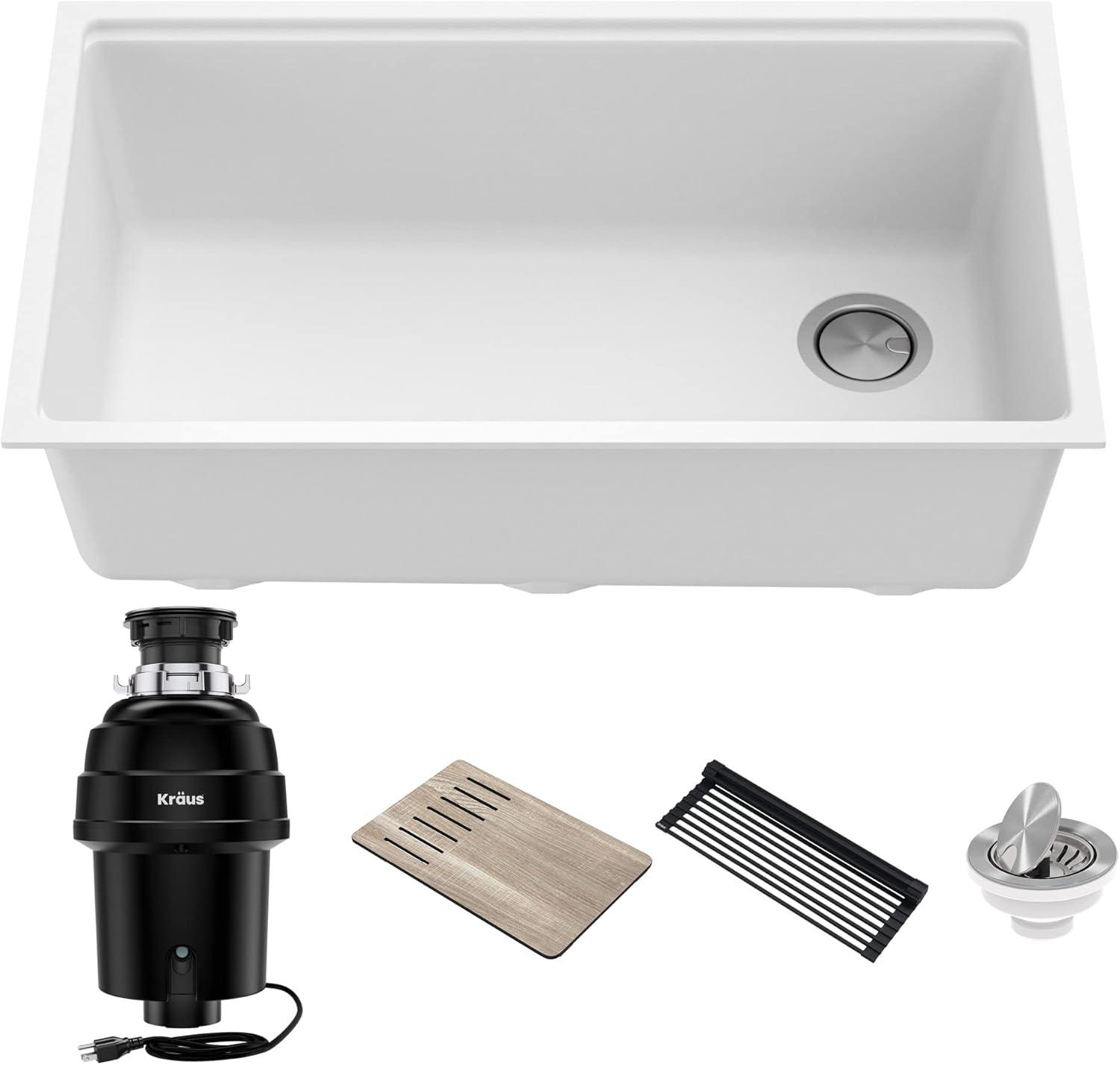 KRAUS Bellucci Workstation 32-in. Undermount Kitchen Sink with WasteGuard™ Garbage Disposal