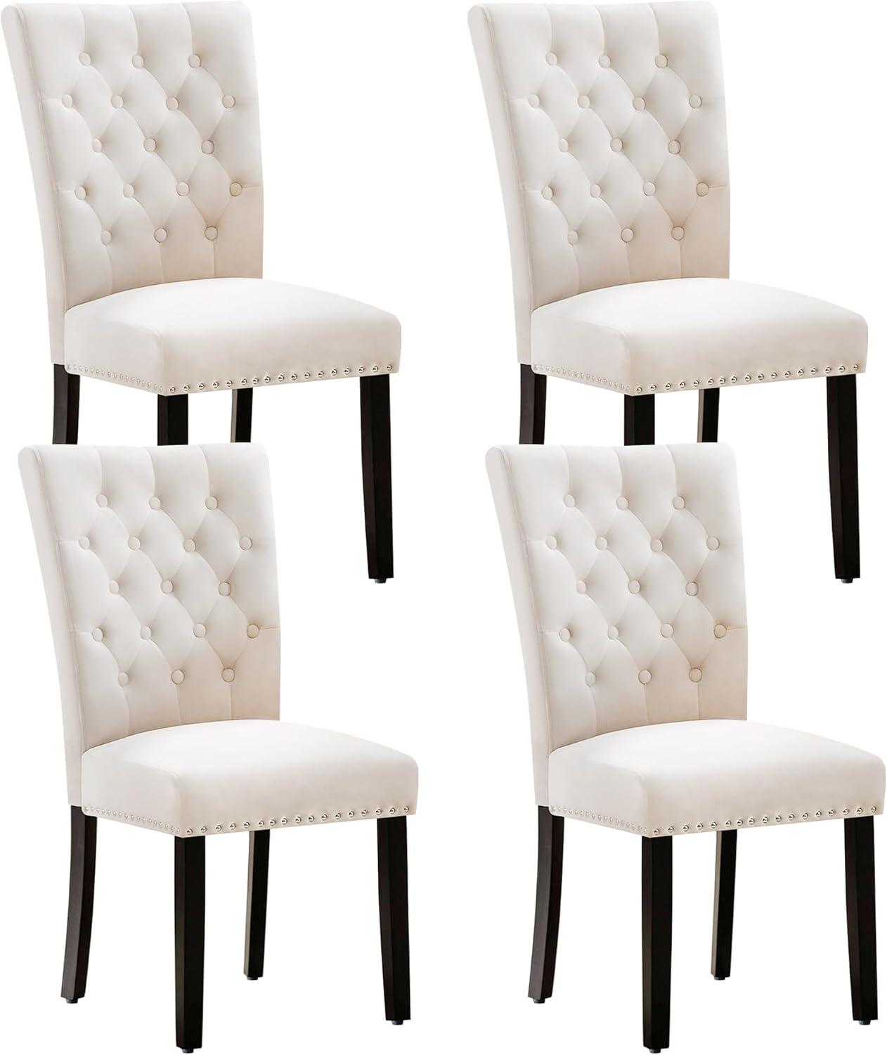 Almeada Stylish Tufted High Back Parsons Chair Dining Chair with Nailhead Trim