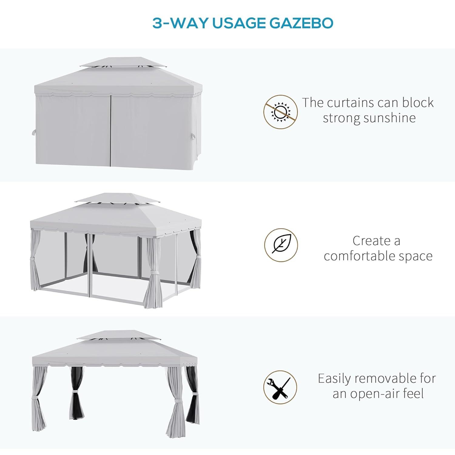 Outsunny 10' x 13' Canopy Shelter Gazebo, Lightweight
