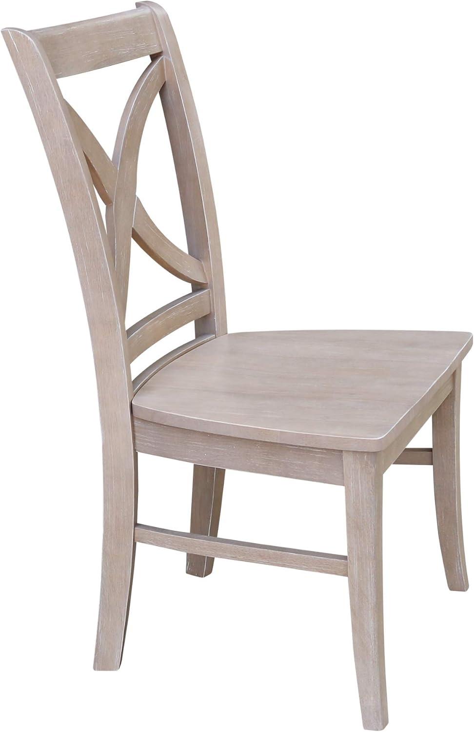 Solid Wood Cross Back Side Chair in Taupe