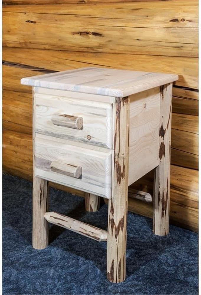 Montana Collection Nightstand with 2 Drawers, Clear Lacquer Finish