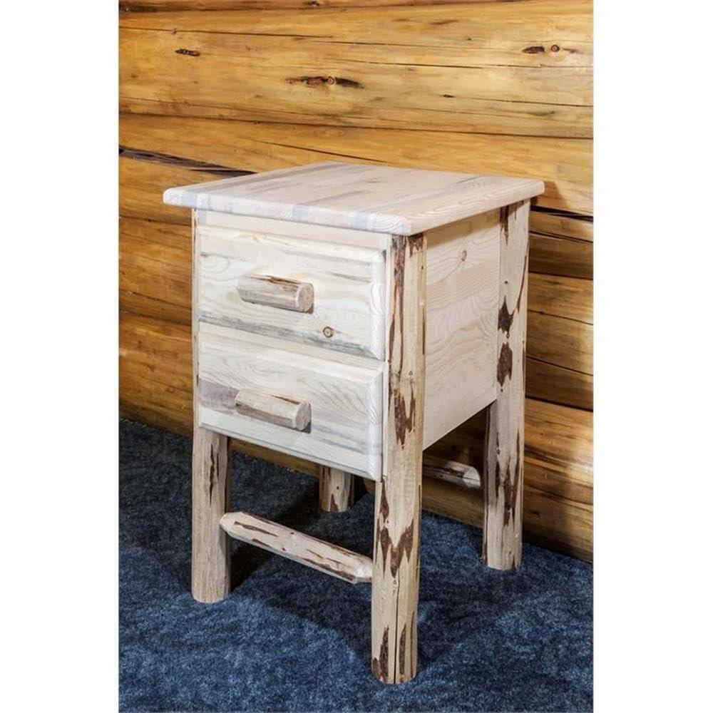 Montana Collection Nightstand with 2 Drawers, Clear Lacquer Finish
