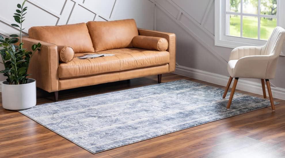 Unique Loom Portland Collection Area Rug - Depoe (6' 1" x 9' Rectangle Blue/Beige)