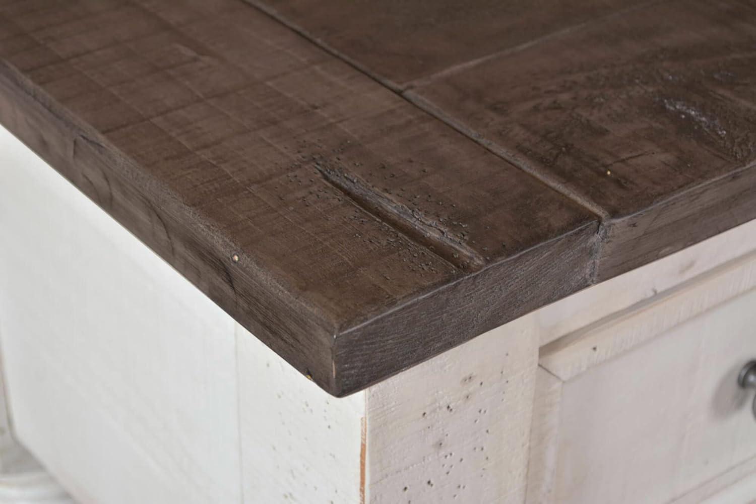 Sunset Trading Stowe Barn Door Console - Media Cabinet - TV Stand - Rustic White and Brown Solid Wood