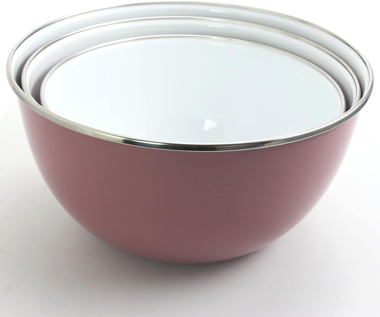 Gibson Home 6pc Steel Plaza Cafe Nesting Mixing Bowls with Lids: Large Steel Bowls, Lavender, Hand Wash Only