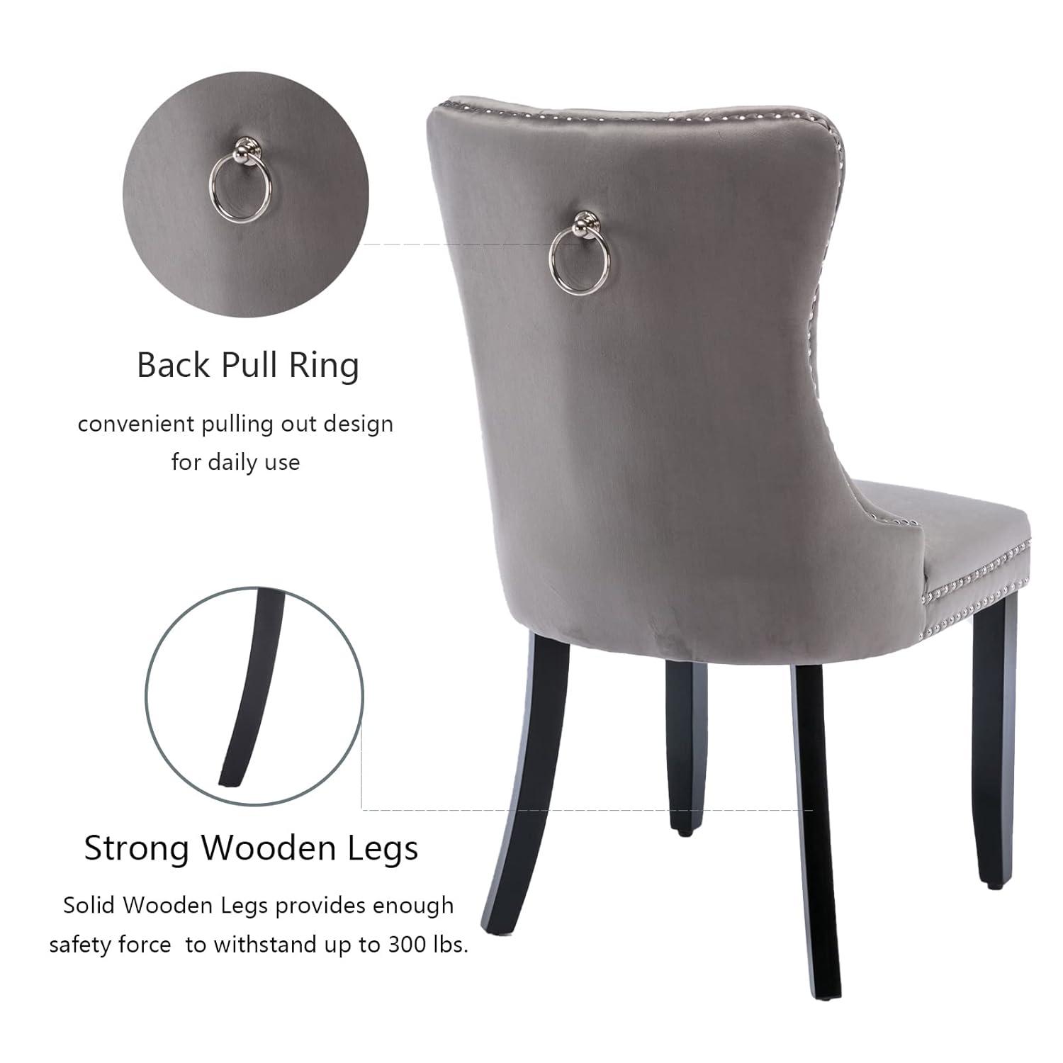 Rosdorf Park High-end Tufted Velvet Upholstered Nailhead Dining Chair