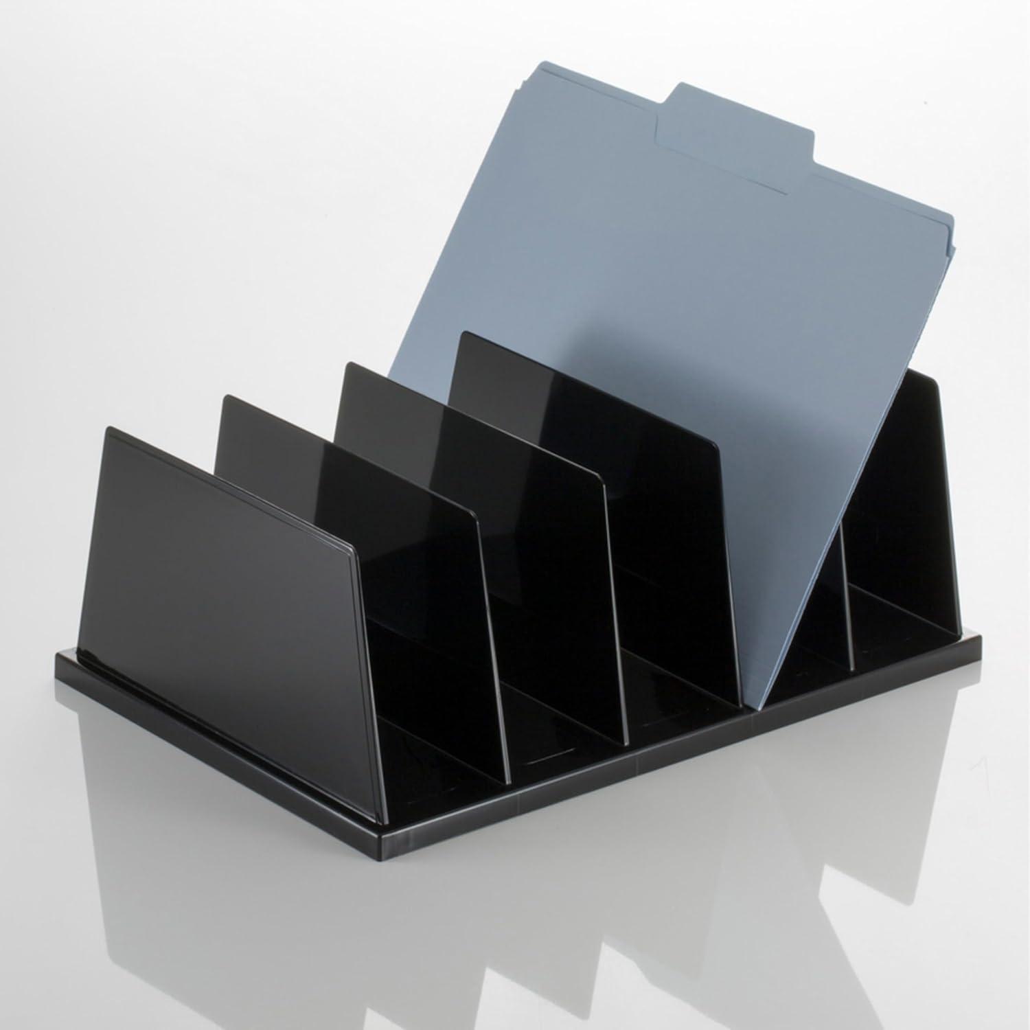 Oic Desktop File Sorter - 9" Height X 13.5" Width X 5" Depth - 5 Compartment[s] - Plastic - Black (OIC21222)