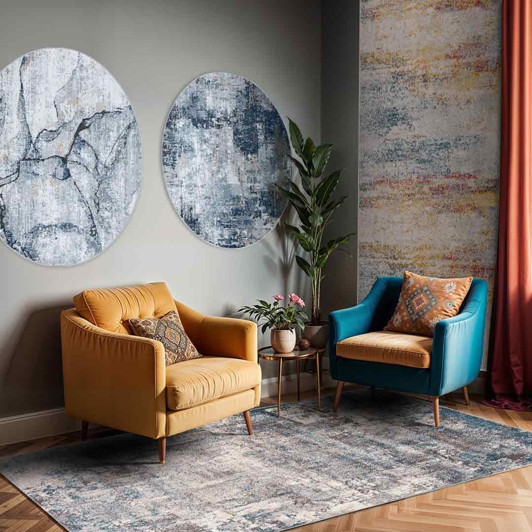 Livabliss Sunderland Modern Abstract Area Rug,5'3" x 7'3",Blue