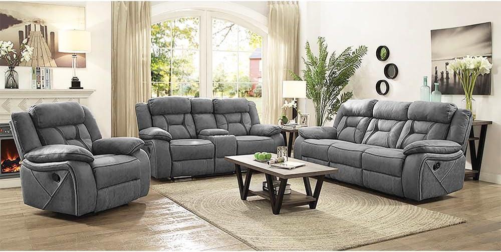 Higgins 3-Piece Gray Microfiber Reclining Sofa Set