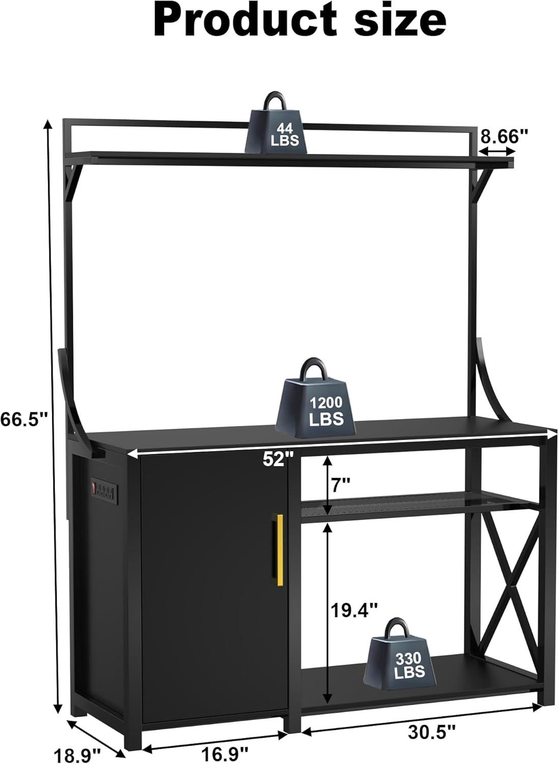 55-75 Gallon Fish Tank Stand,Metal Aquarium Stand with Power Outlet and Cabinet