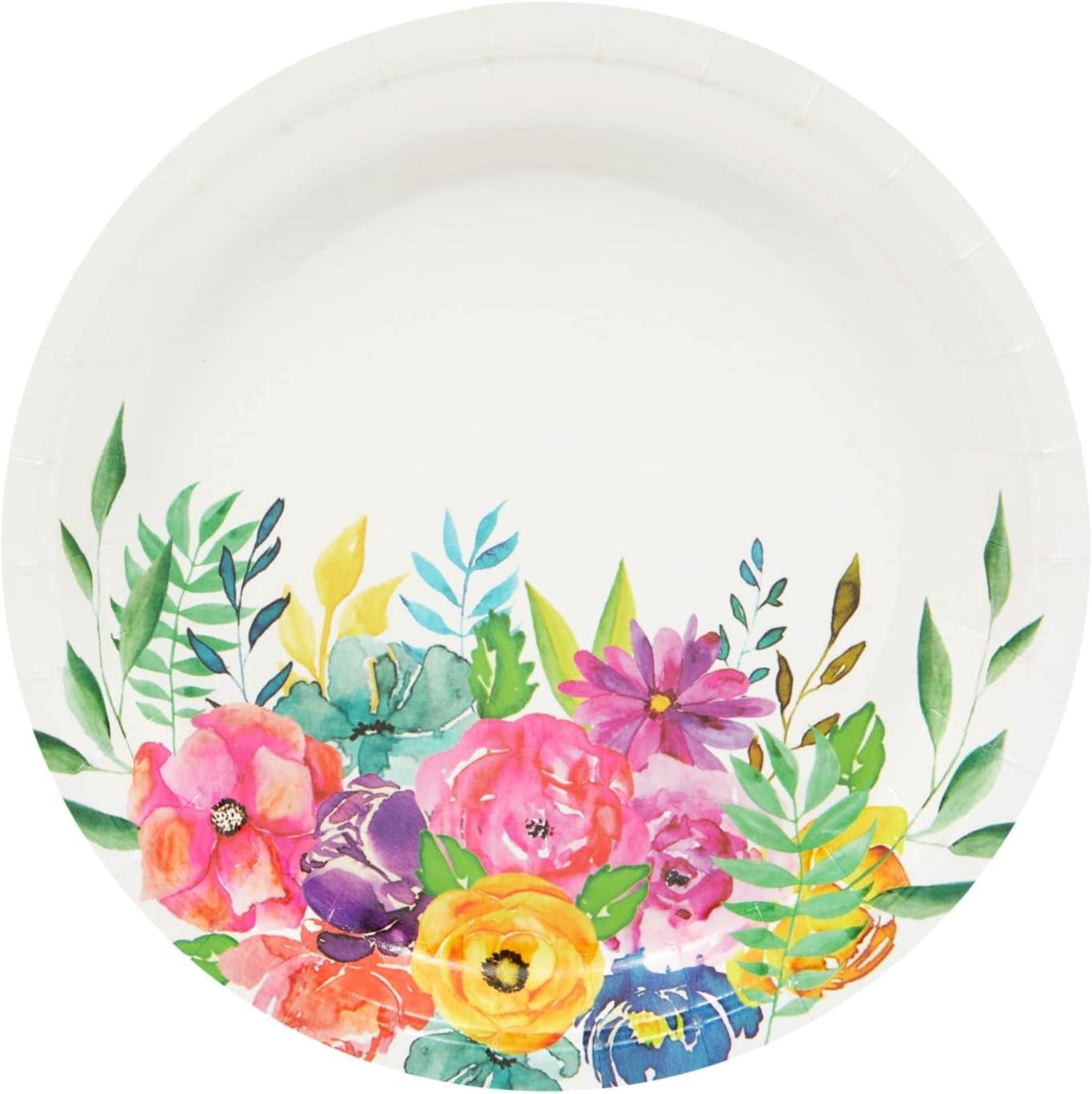 Juvale Juvale 144 Piece Flower Tea Party Supplies, Includes Disposable Floral Paper Plates, Napkins, Cups, Cutlery