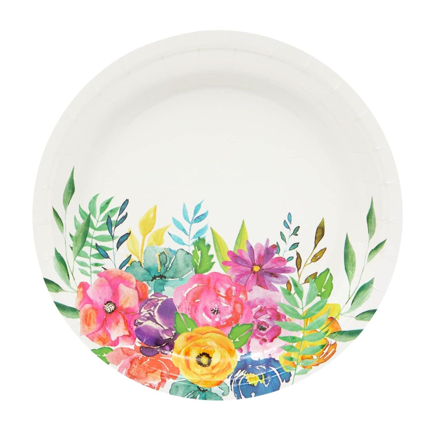Juvale Juvale 144 Piece Flower Tea Party Supplies, Includes Disposable Floral Paper Plates, Napkins, Cups, Cutlery