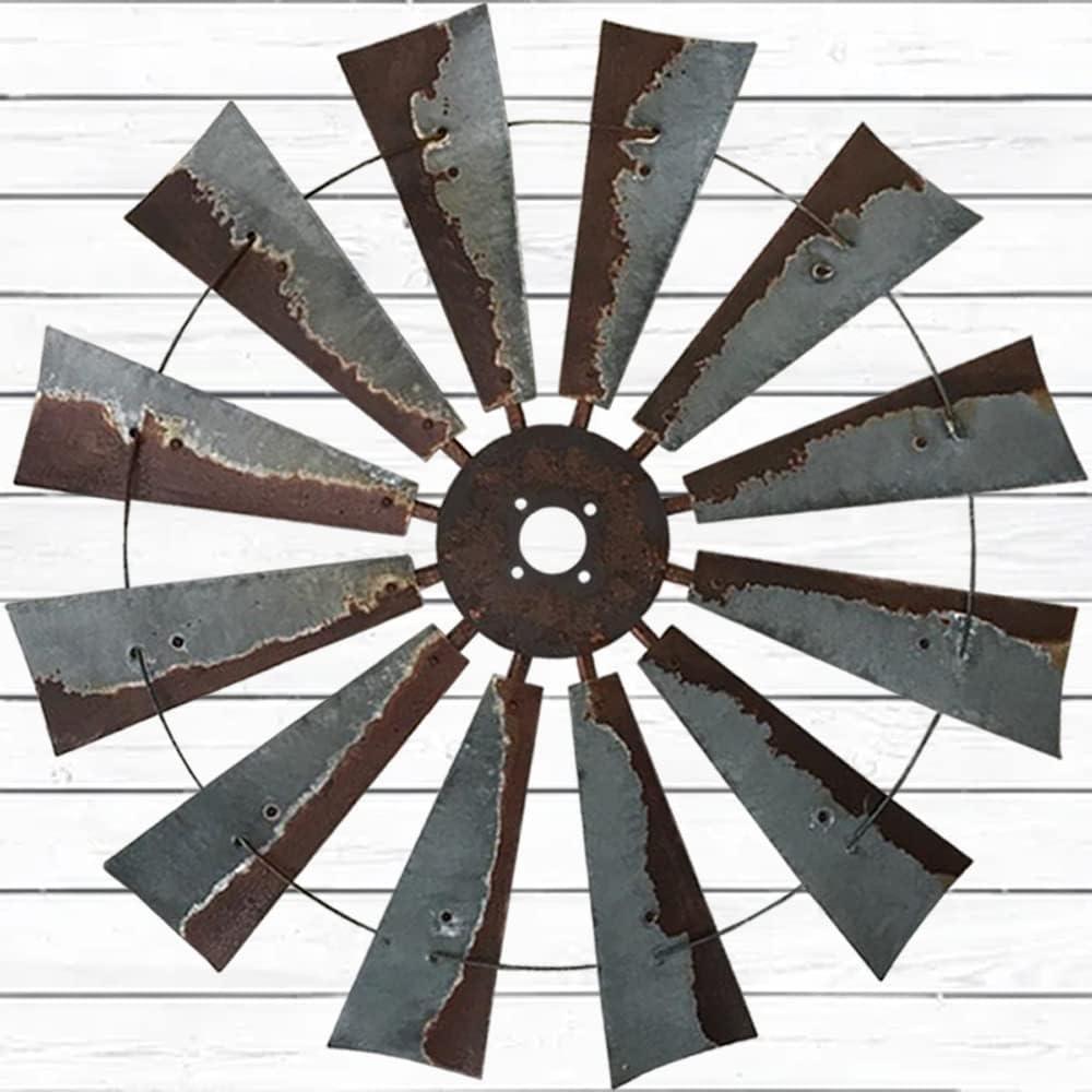 38-inch Rustic Windmill Fan Wall Sculpture Home Decor