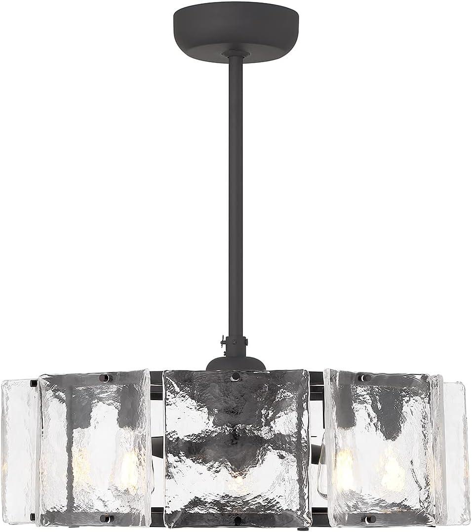 Matte Black 27" LED Chandelier Fan with Clear Glass