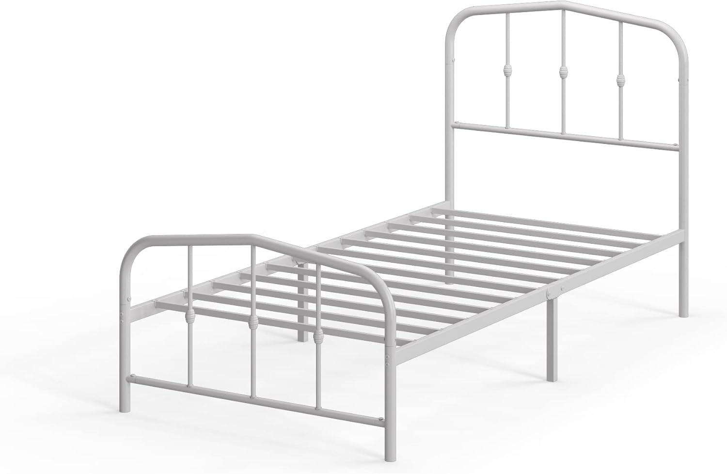 Twin Heidi Metal Platform Bed Frame White - Zinus: Elegant Steel Construction, No Box Spring Needed, 11" Storage Space