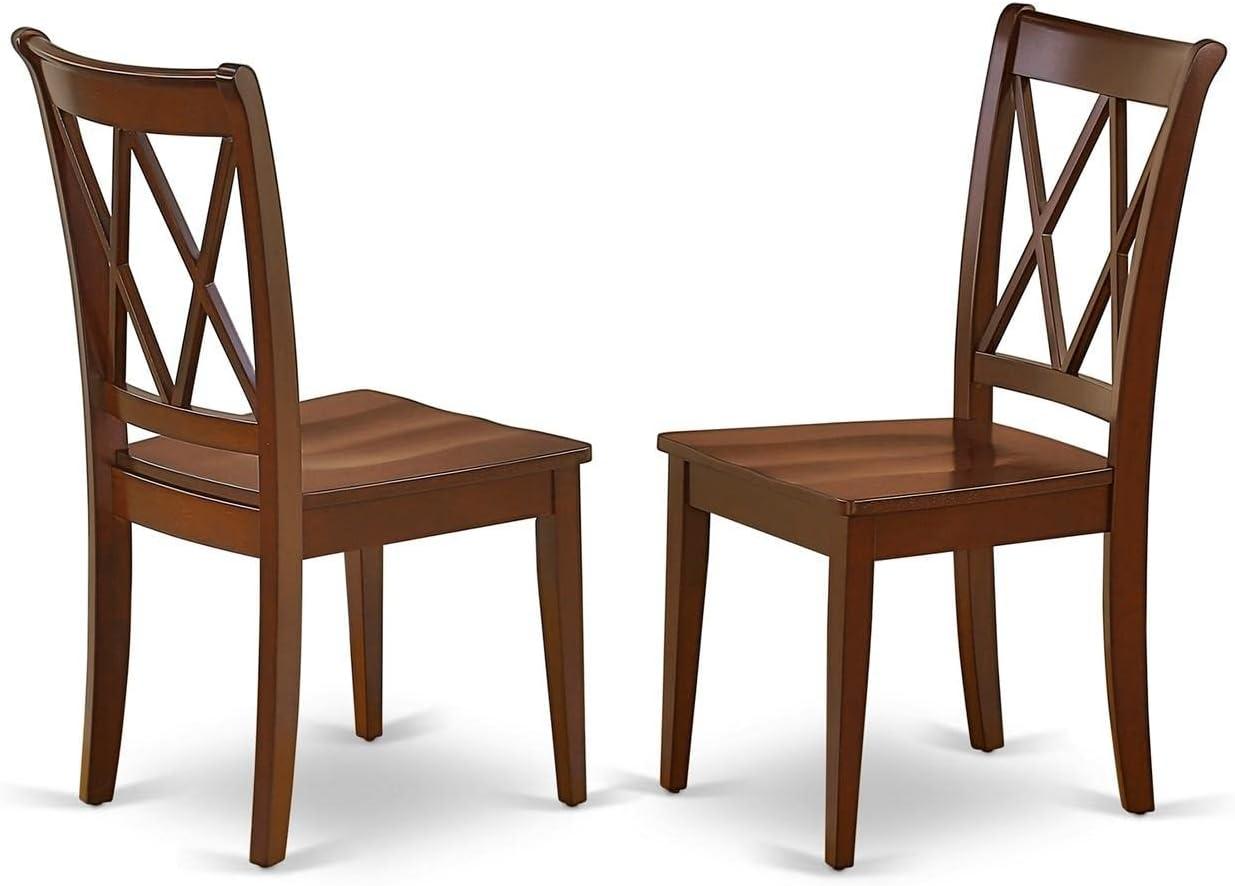 Elegant Black Wood Cross Back Dining Chairs, Set of 2