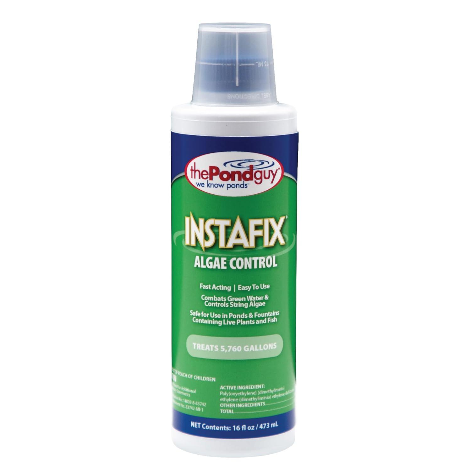 The Pond Guy InstaFix Algae Control, Outdoor Water Garden, Fountain & Birdbath Algae Solution, EPA Registered Liquid Algaecide, Control Green Water & String Algae, Bird, Fish & Pet Safe, 16 OZ