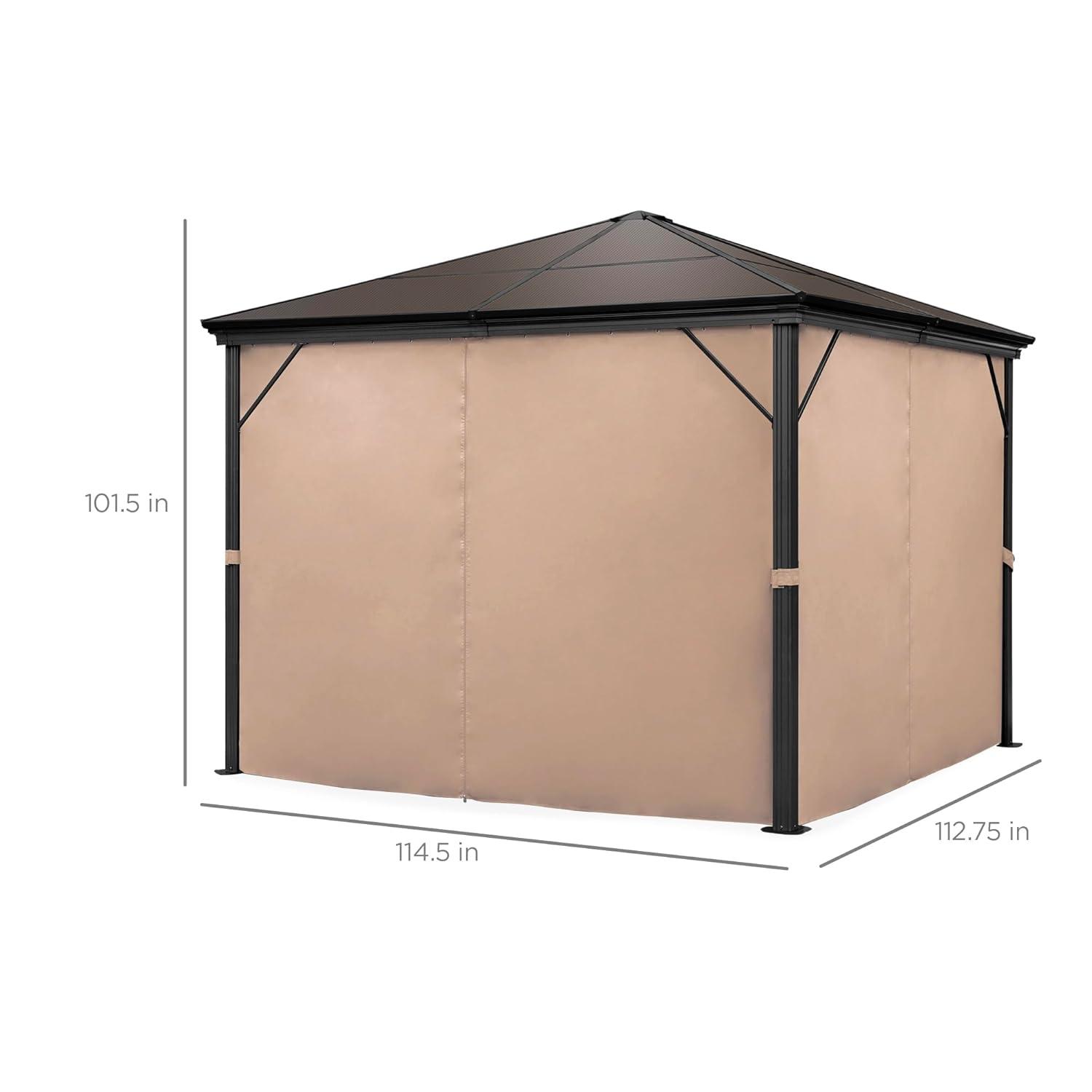 DEBLIT 10x10ft Outdoor Hardtop Square Gazebo for Backyard, Patio, Garden with Side Curtains, Mosquito Netting