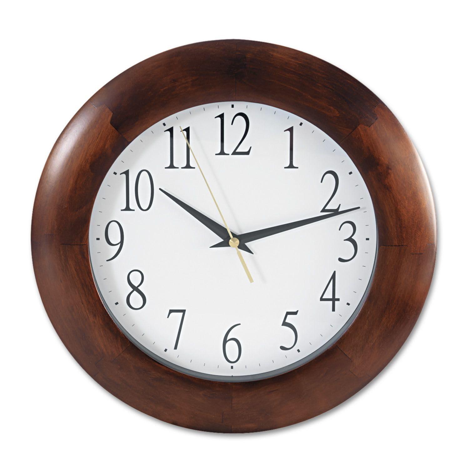 KOUROUU UNV10414 12-3/4 in. Round Wood Clock - Cherry