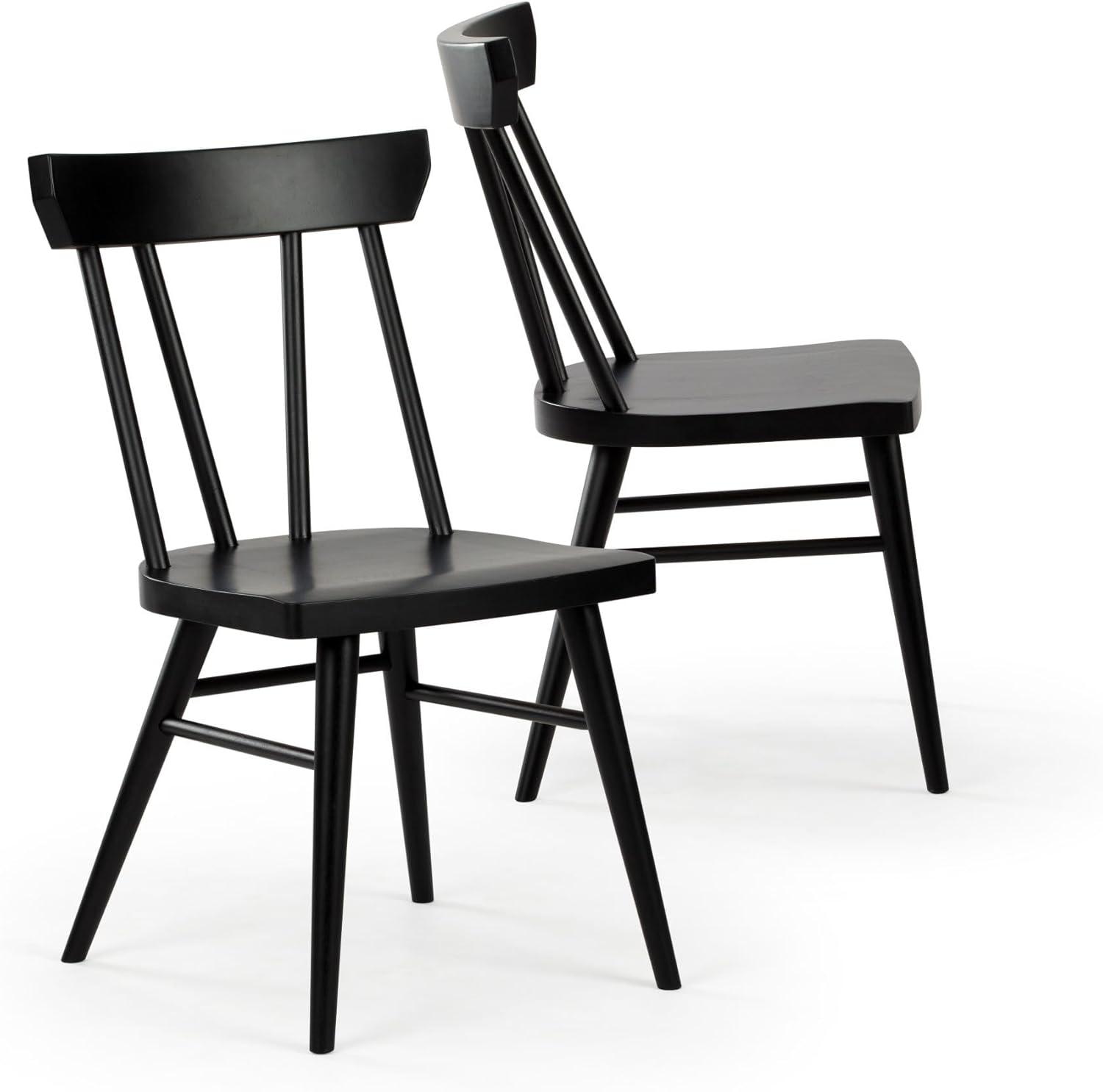 Plank+Beam Windsor Dining Chair Set of 2, Solid Wood Chairs for Kitchen, Office, Living Room, Pecan