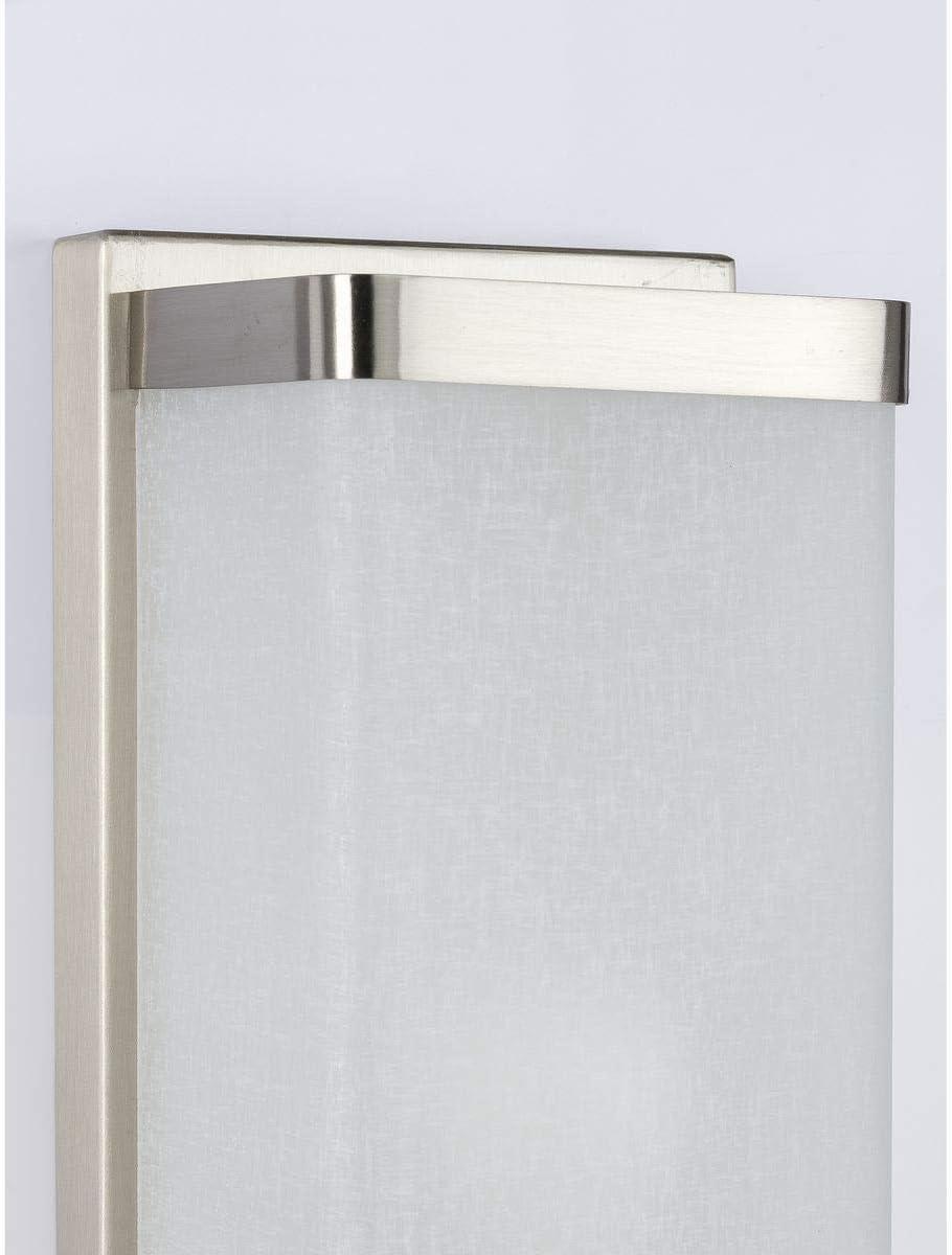 Progress Lighting Linen Glass Sconce, 1-Light Wall Light, Brushed Nickel, Etched Glass Shade