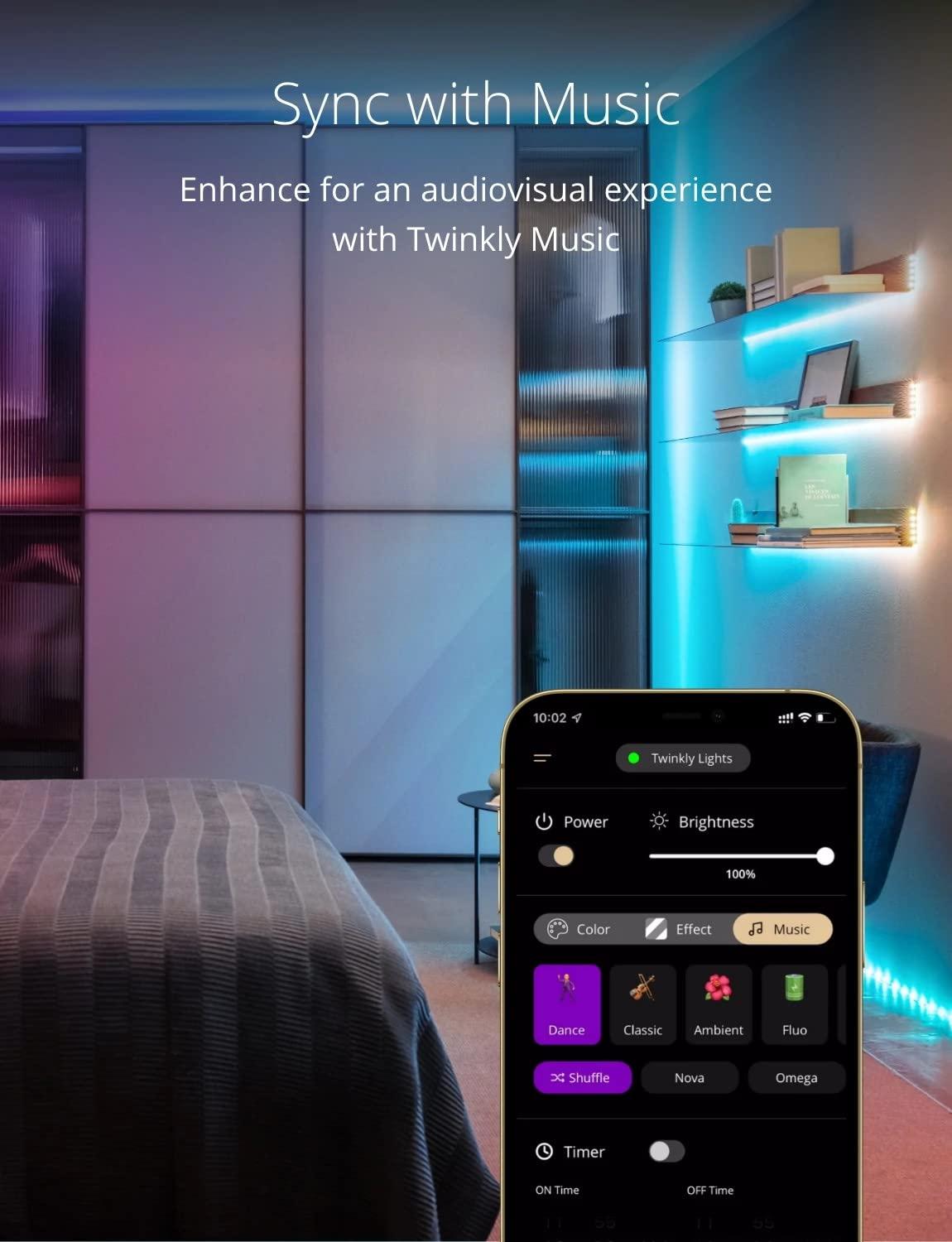 Twinkly Twinkly 5 Ft Adhesive Magnetic Multicolor Indoor Line Light Strip Extension Kit