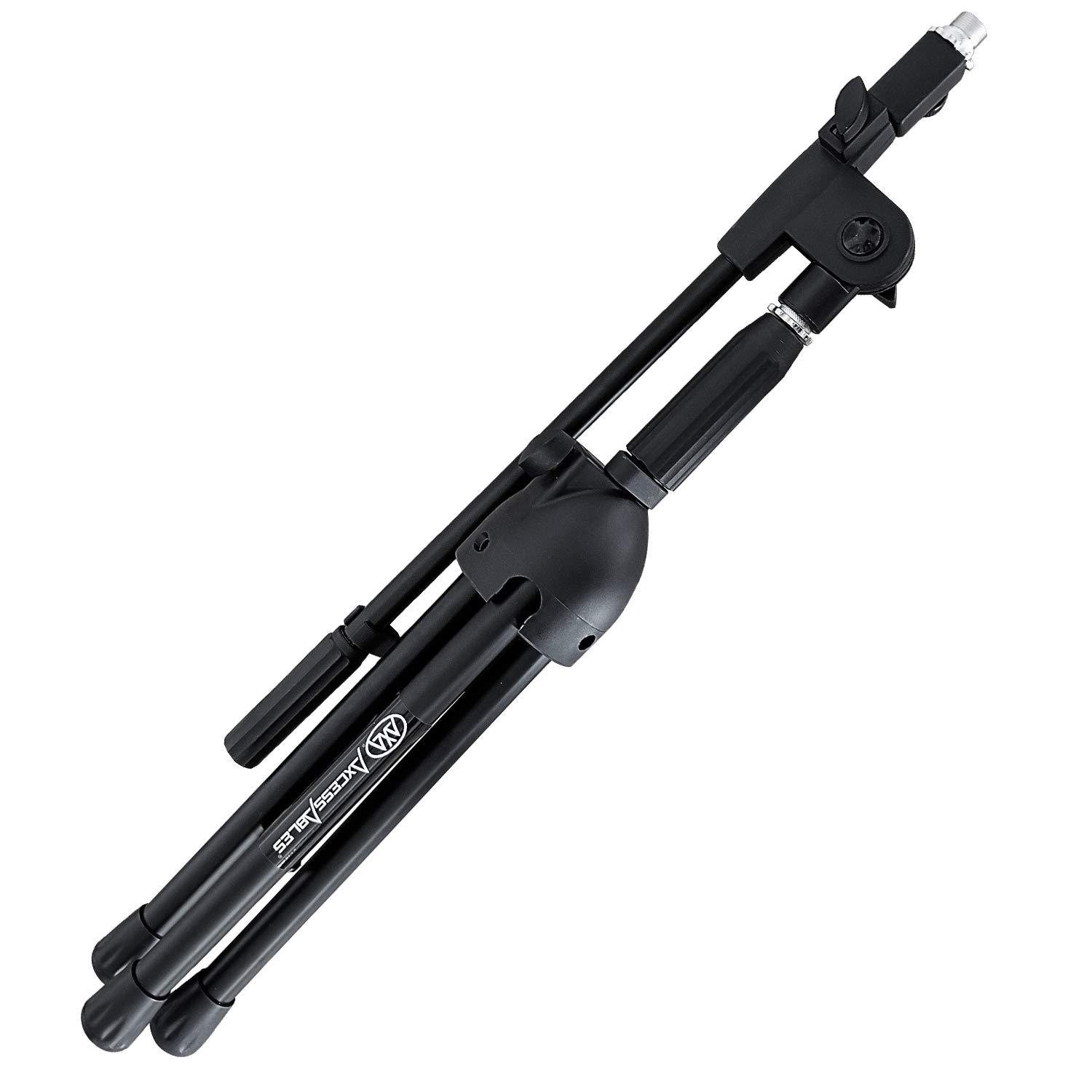 AxcessAbles Short Microphone Stand with Boom Arm | Low Profile Mic Tripod Stand for Kick Drums | Guitar Amp Stand | Low-Pro Mike Stand (MS-101L)