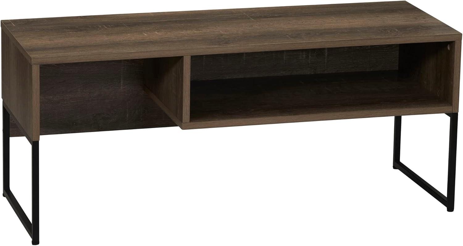 Household Essentials Wrap TV Stand with Rectangular Storage Compartment Ashwood Rustic Wood Grain and Black Metal