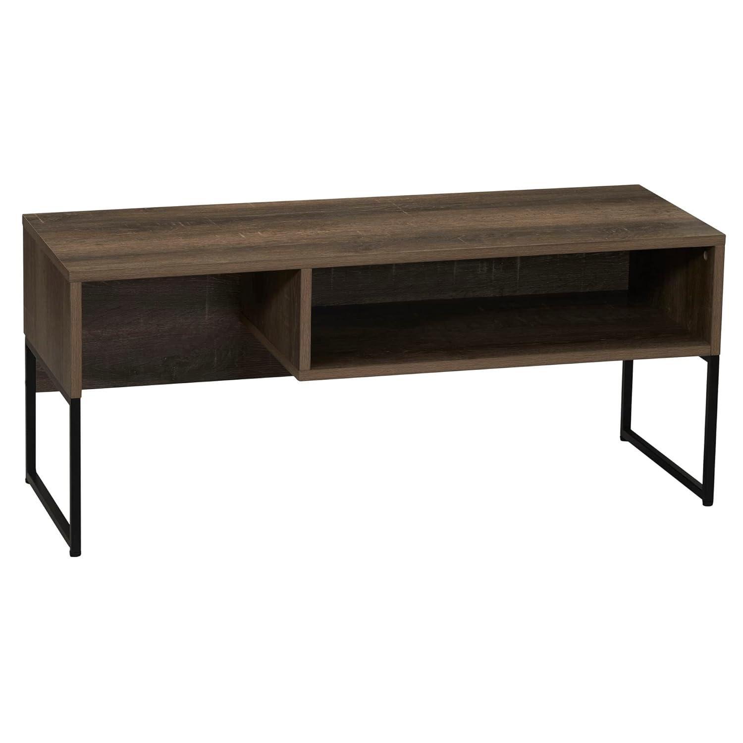 Household Essentials Wrap TV Stand with Storage Compartment Ashwood Rustic Wood Grain and Black Metal