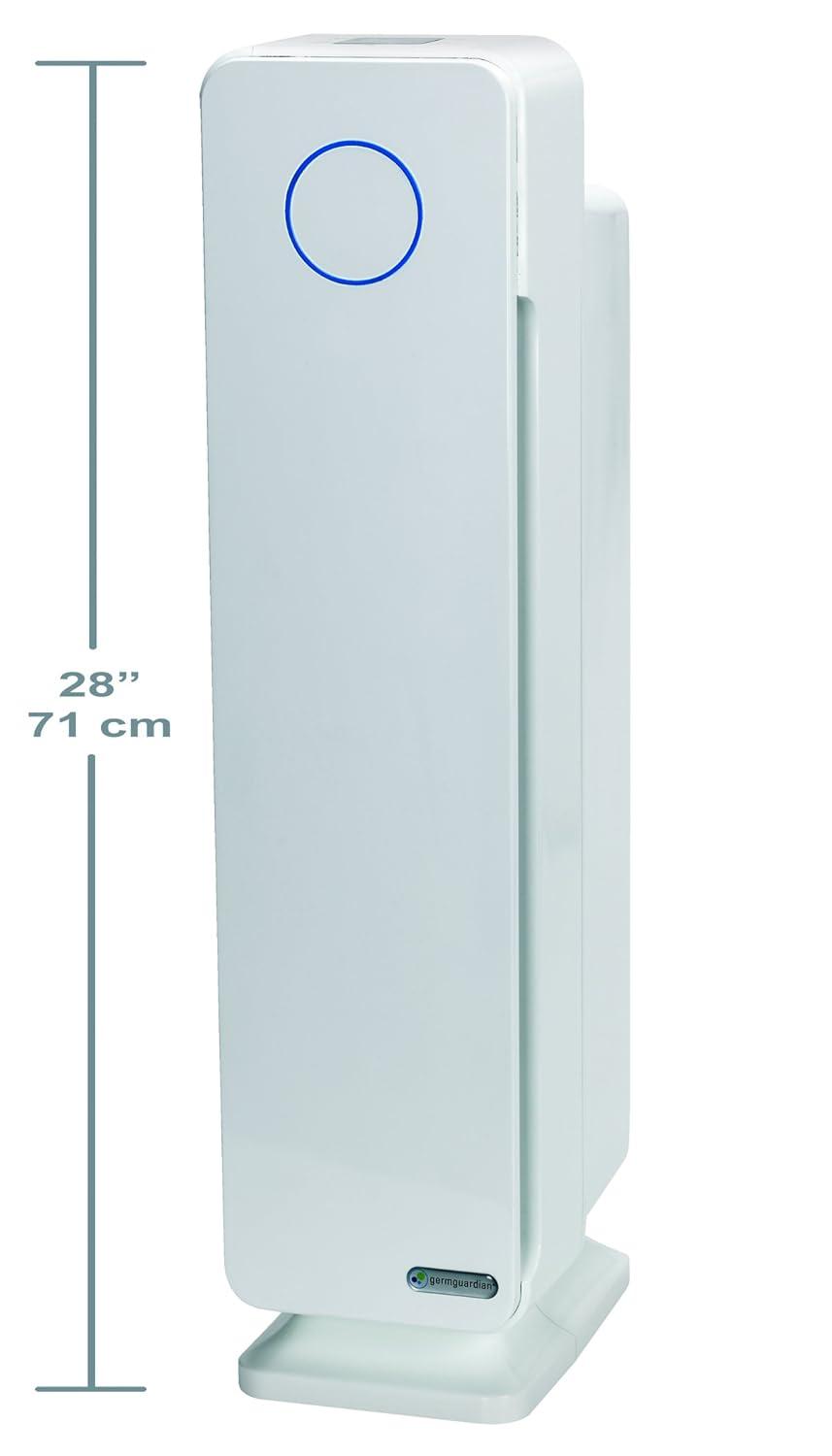 GermGuardian 5-In-1 HEPA Air Purifier for Home, Pet Air Purifier with HEPA Air Filter & UV-C Light, AC4300BPTCA, 743 Sq. Ft., 22'' Tower, Black