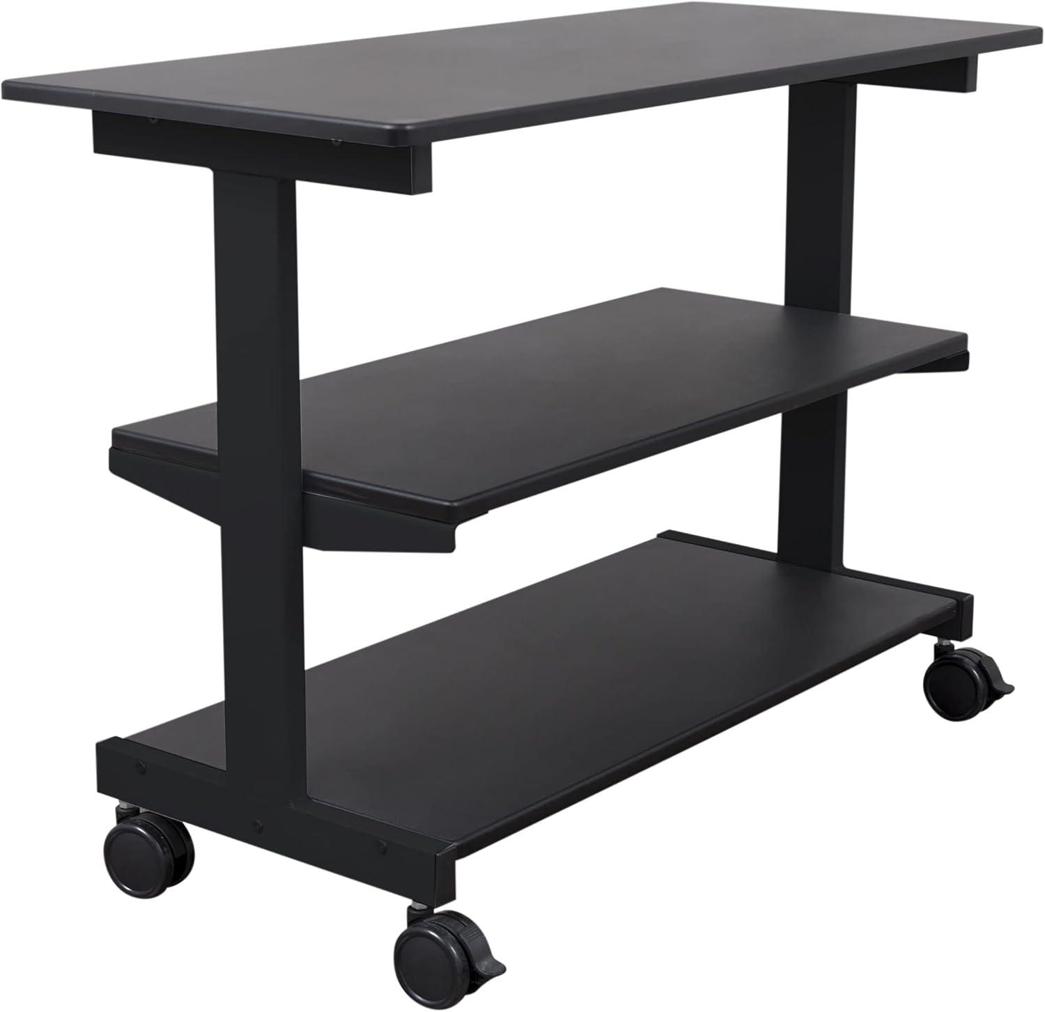 Stand Up Desk Store 3-Shelf Rolling Desk Return Side Desk Organizer and Bookcase on Wheels