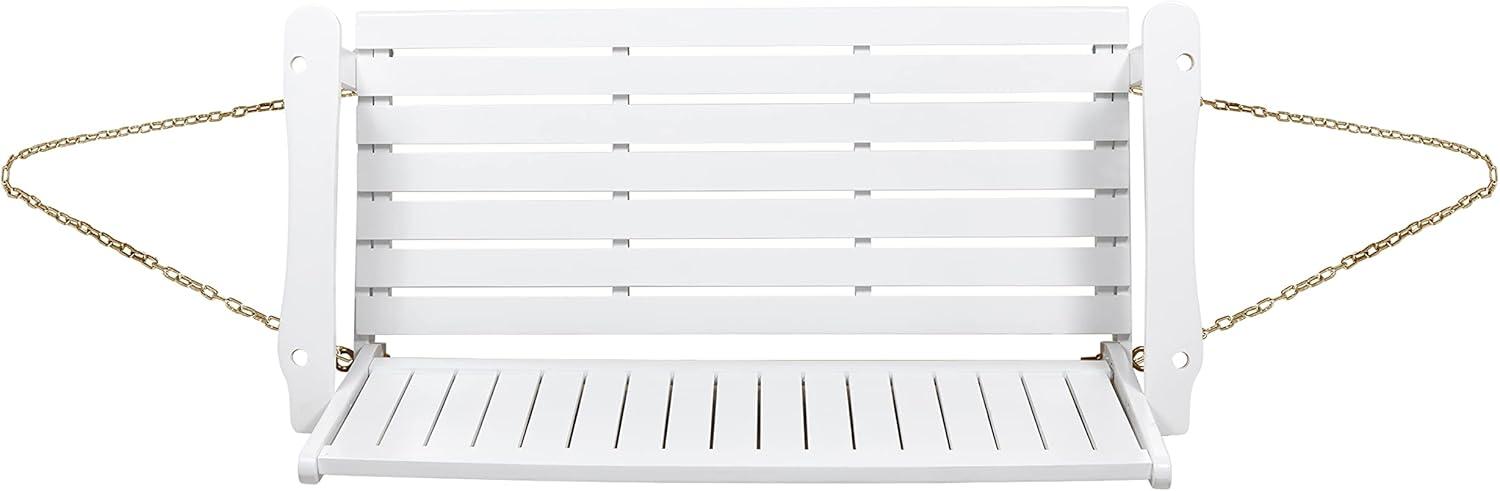 GDFStudio Caspian Outdoor Acacia Wood Porch Swing Hammock Chair with 8 Foot Chain, White