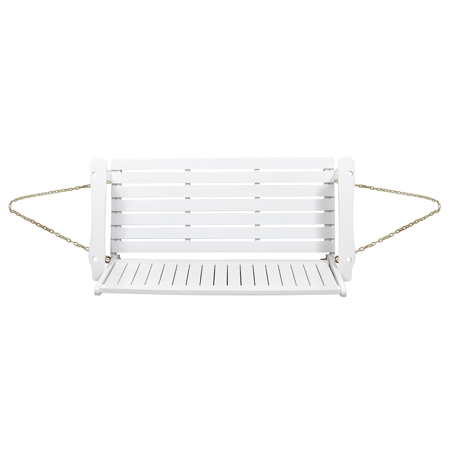 GDFStudio Caspian Outdoor Acacia Wood Porch Swing Hammock Chair with 8 Foot Chain, White