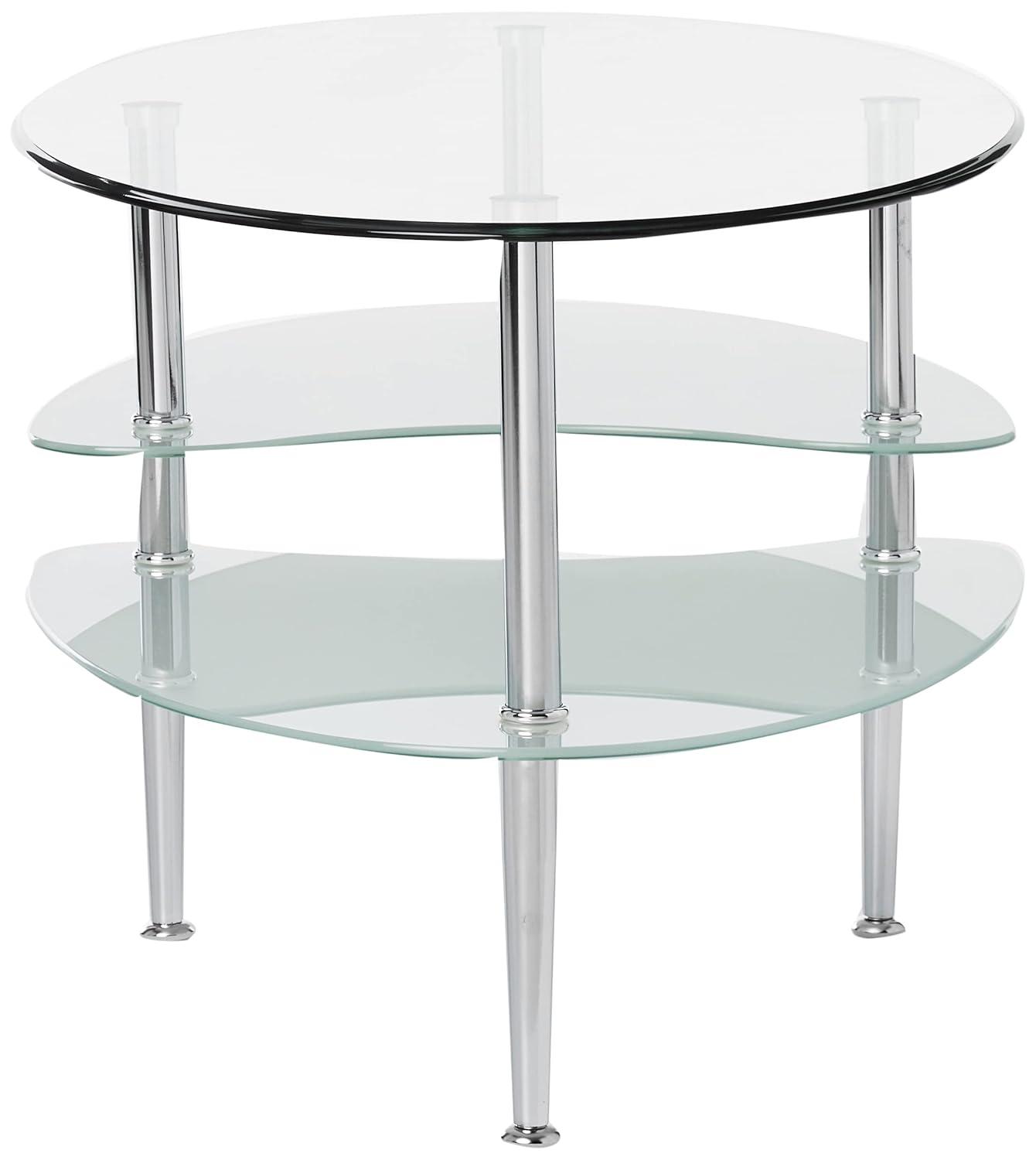 Walker Edison Mid-Century Modern Oval Glass Coffee Table