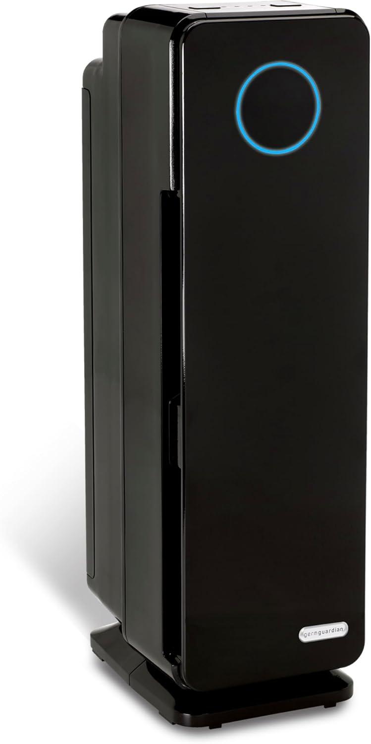 Black 22-Inch HEPA Air Purifier with UV-C Light