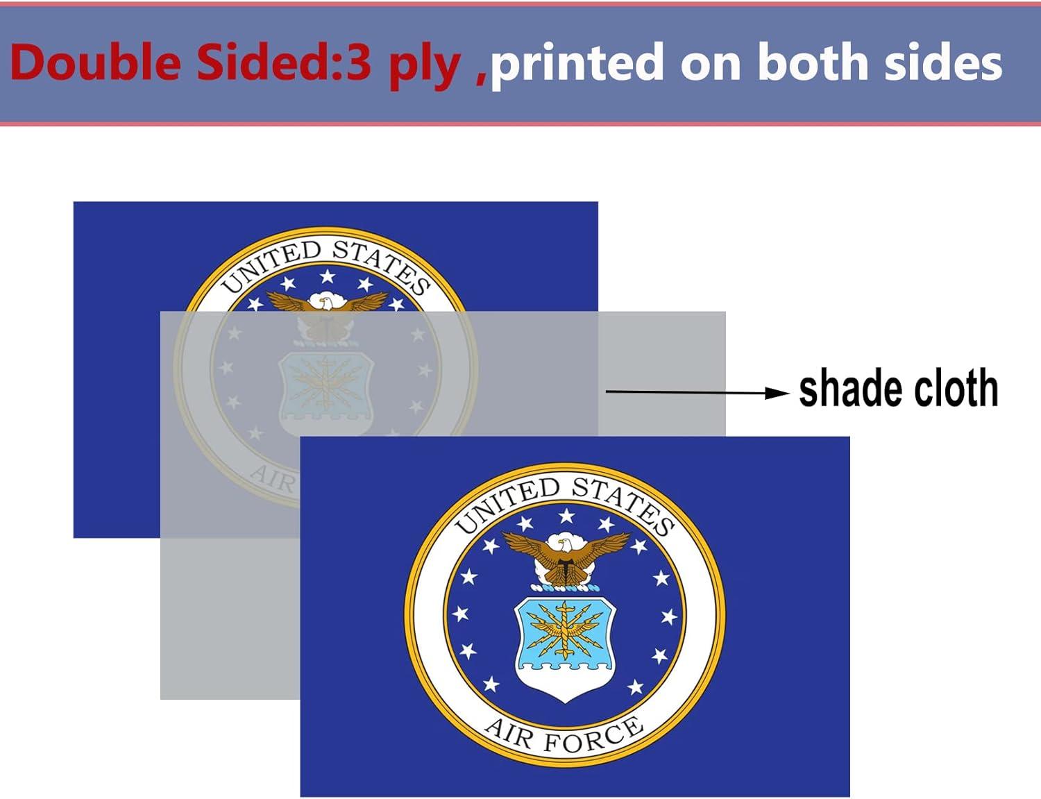 DANF Military Flag for US Air Force USAF Double Sided 3 Ply 3x5 Outdoor Banner, Heavy Duty Double Stitched Vivid Color Decoration with Brass Grommets
