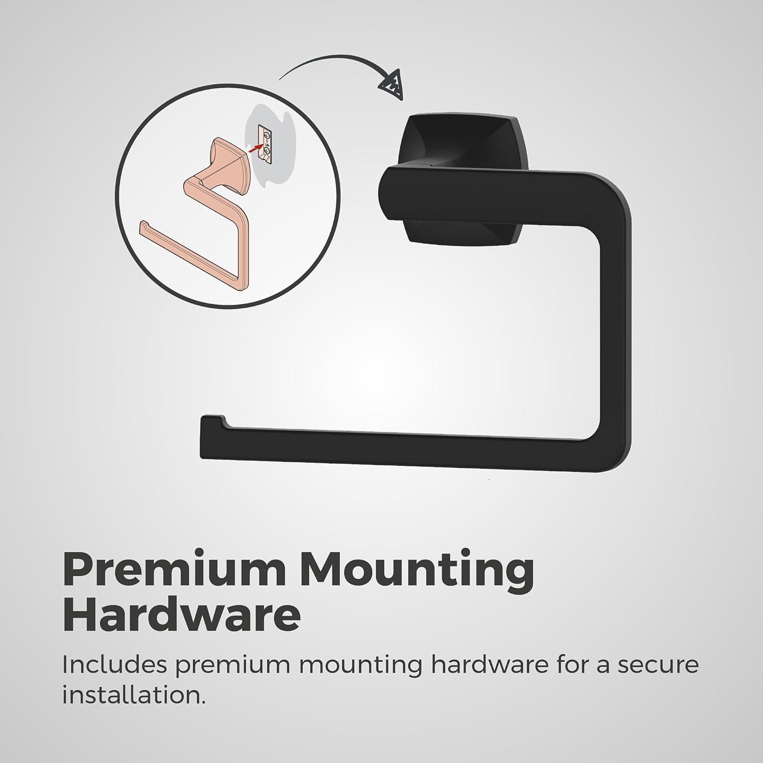 Matte Black Wall-Mounted Metal Towel Ring