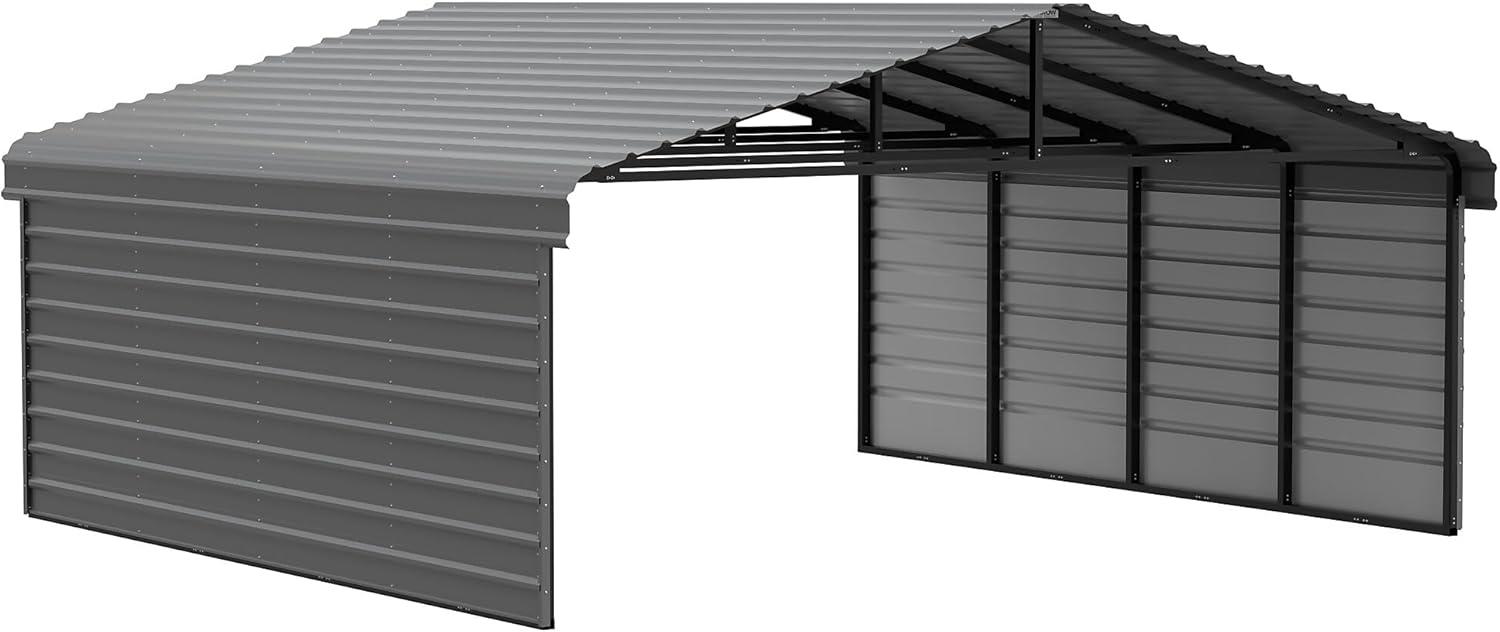 Arrow Eggshell Carport with 2-sided Enclosure