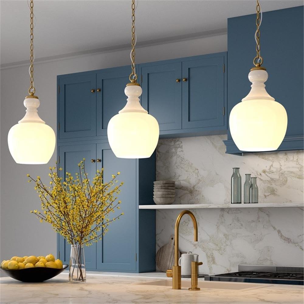 Evelyn&Zoe 11" Brushed Brass Finish Metal/Glass Pendant