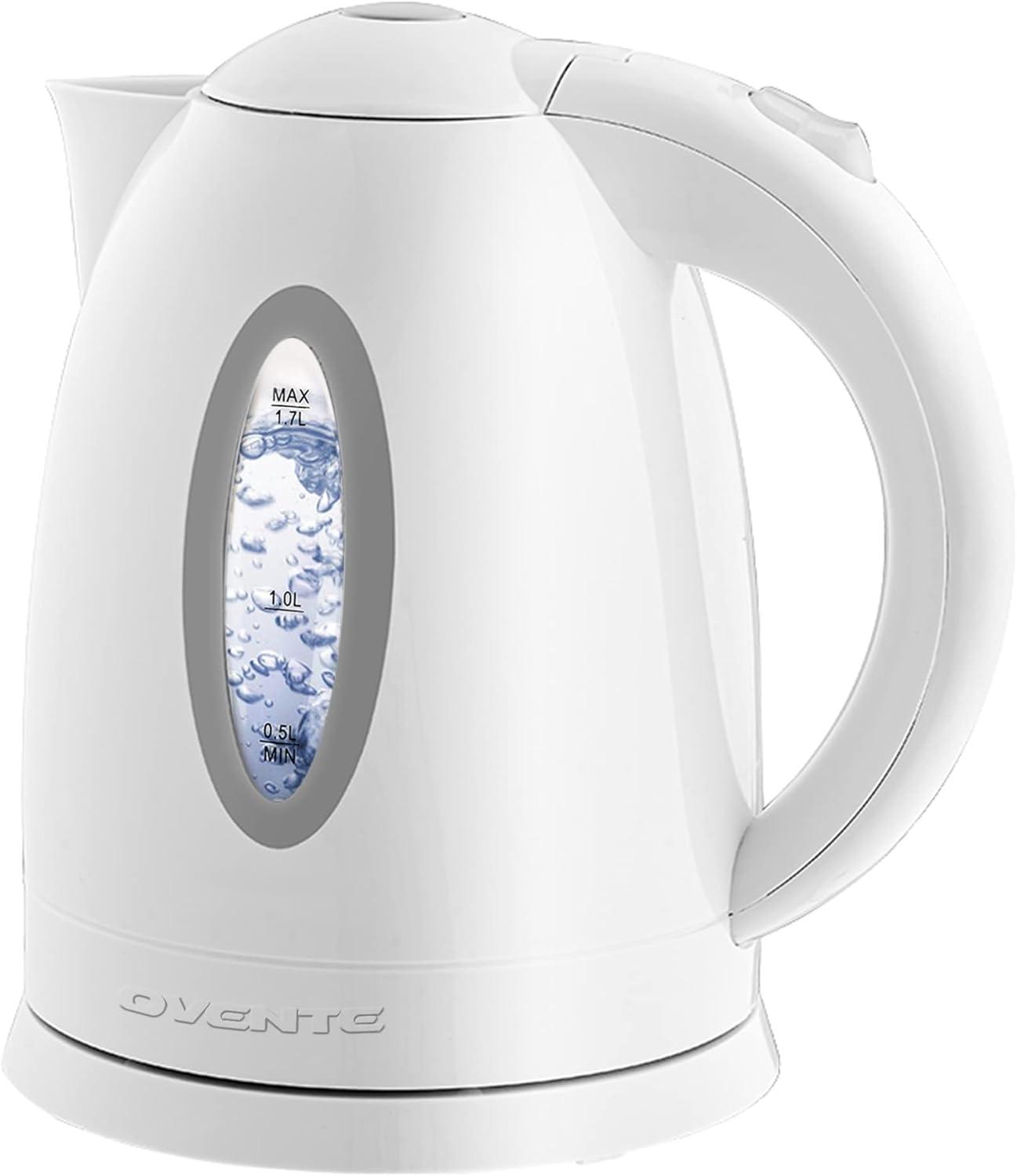 White 1.7L BPA-Free Cordless Electric Kettle with Auto Shut-Off