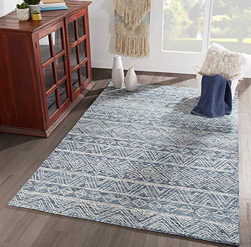 Handmade Gray Geometric Wool Rectangular Area Rug