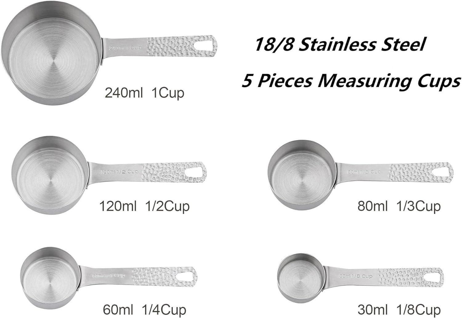 Stainless Steel Metric and US Measuring Cups and Spoons Set