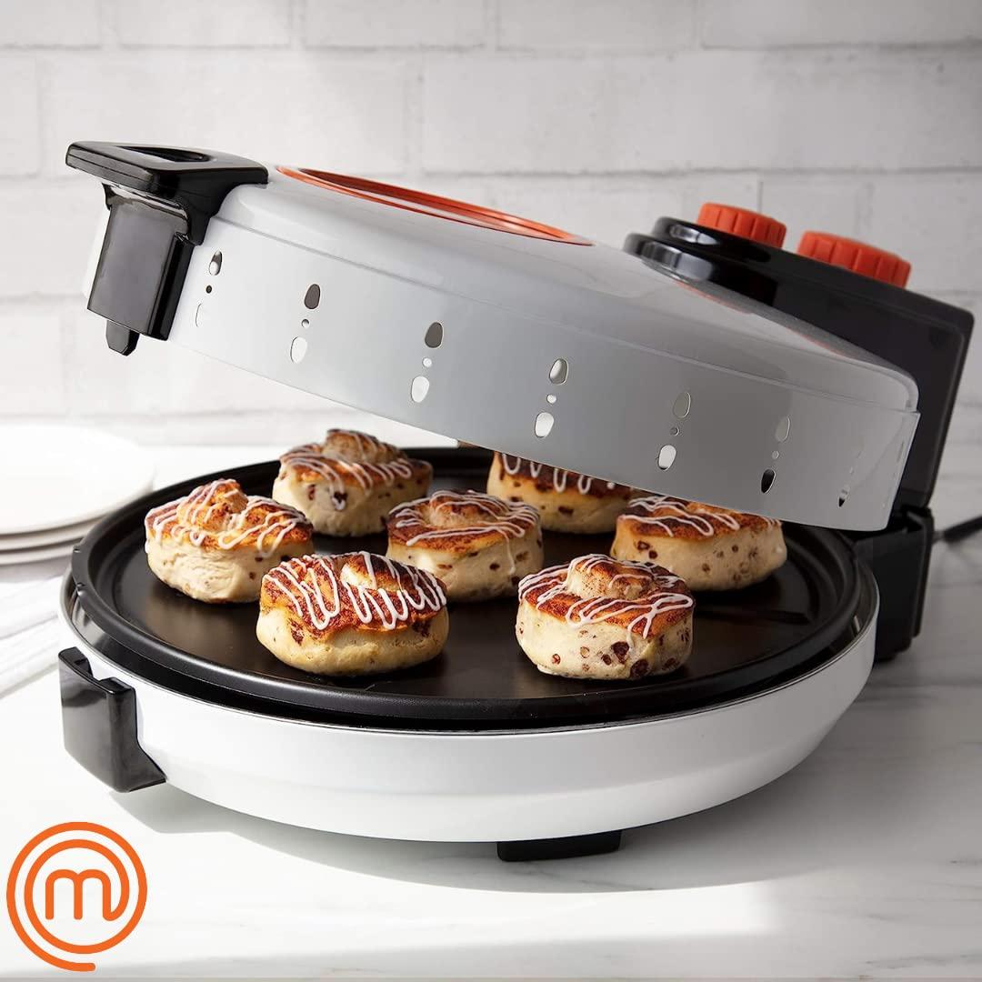 MasterChef Electric 12" Pizza Maker- Cook Homemade Calzones, Quesadillas & Cookies! Rotating Nonstick Plate for Even Baking- Adjustable Temp Control for Crispy Crust- Indoor or Outdoor Parties & Gifts