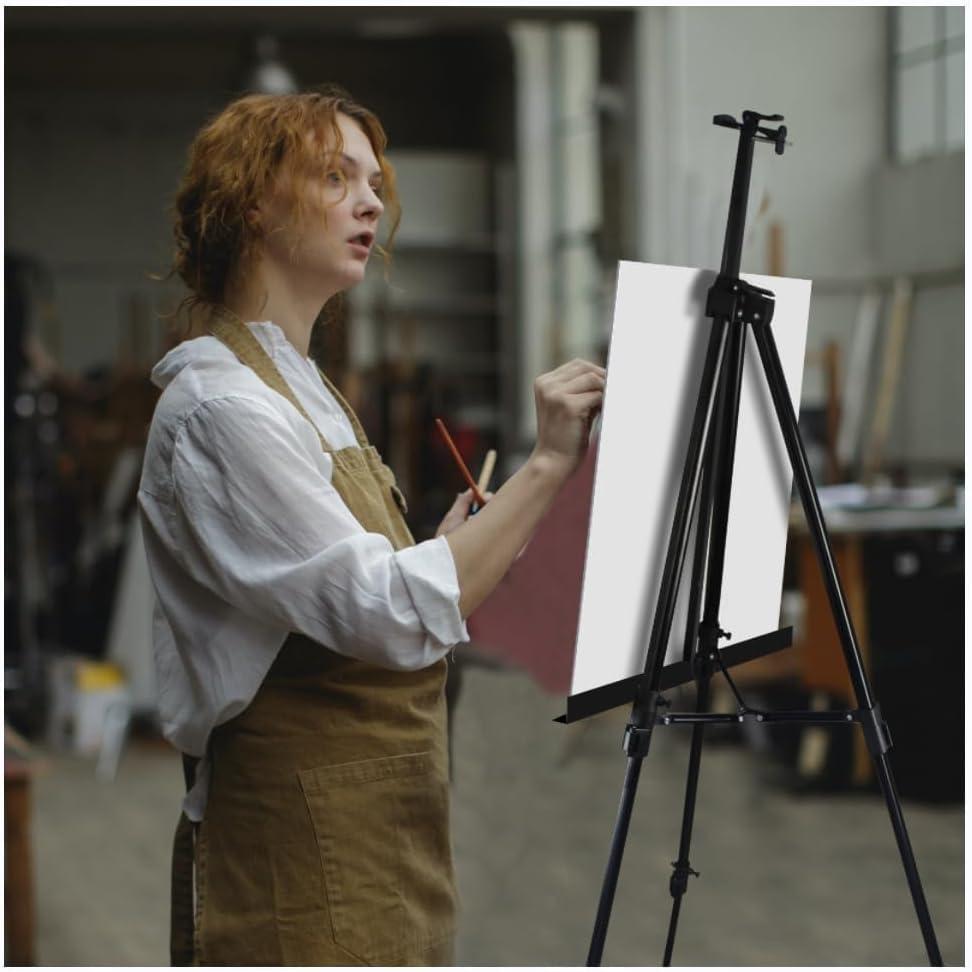 RRFTOK Art Painting Display Easel Stand,72Inches Portable Adjustable Metal Tripod with Artist Easels for Canvases Height from 22-72”for Table-Top/Floor Paint and Displaying,Black