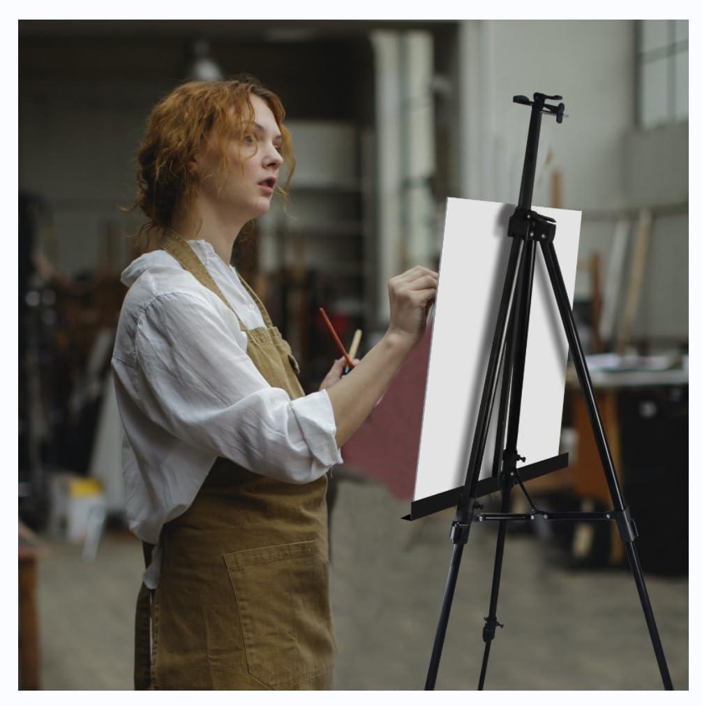 RRFTOK Art Painting Display Easel Stand,72Inches Portable Adjustable Metal Tripod with Artist Easels for Canvases Height from 22-72”for Table-Top/Floor Paint and Displaying,Black