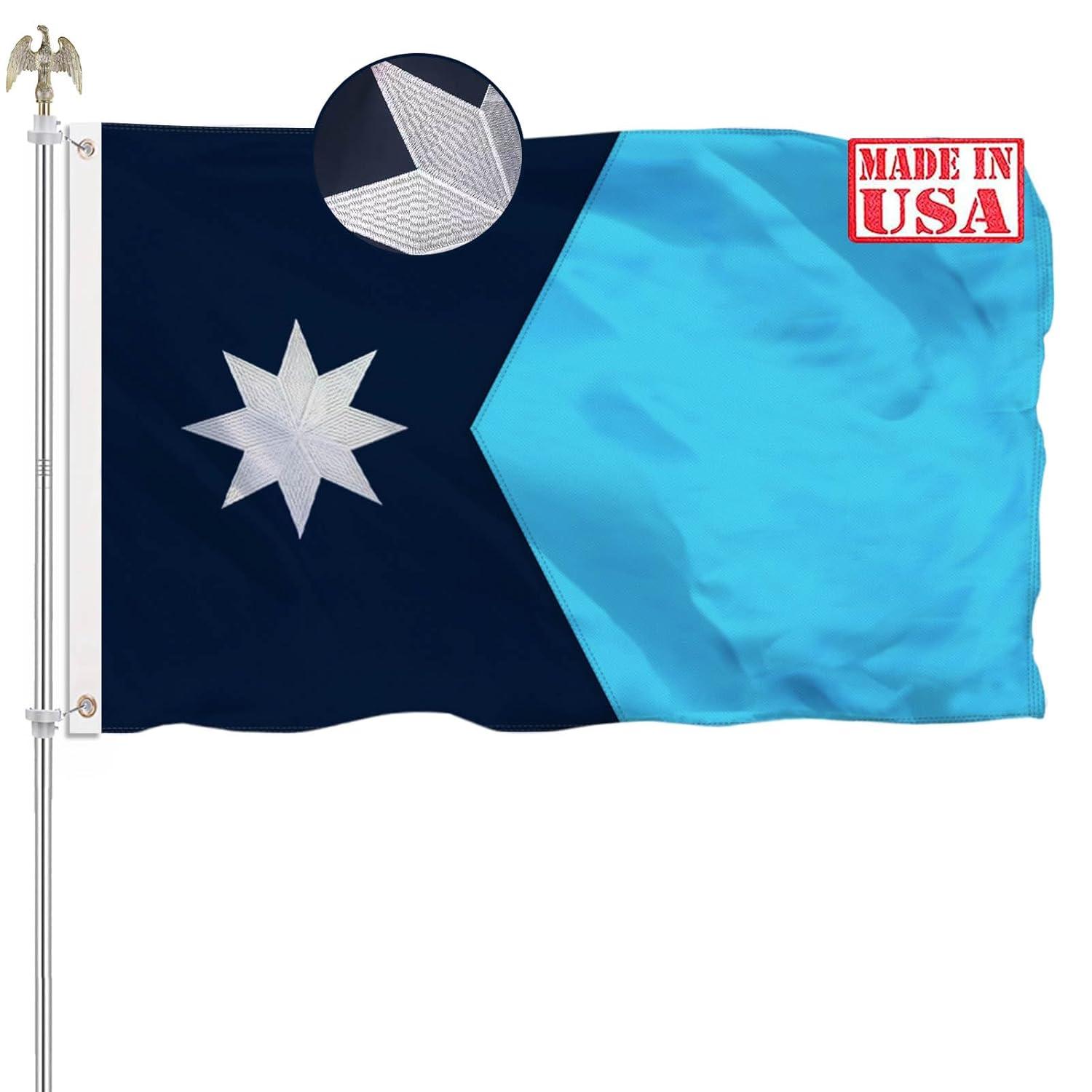 New Minnesota State Flag 3x5 Outdoor MN Flag 2 Rows Stitched Edge Canvas Header with 2 Brass Grommets